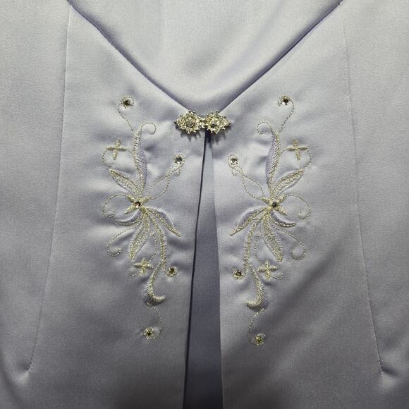 Y2K Vintage Purple Rhinestone Embellished Ball Gown Dress Flower Girl Size 12 - Picture 10 of 16